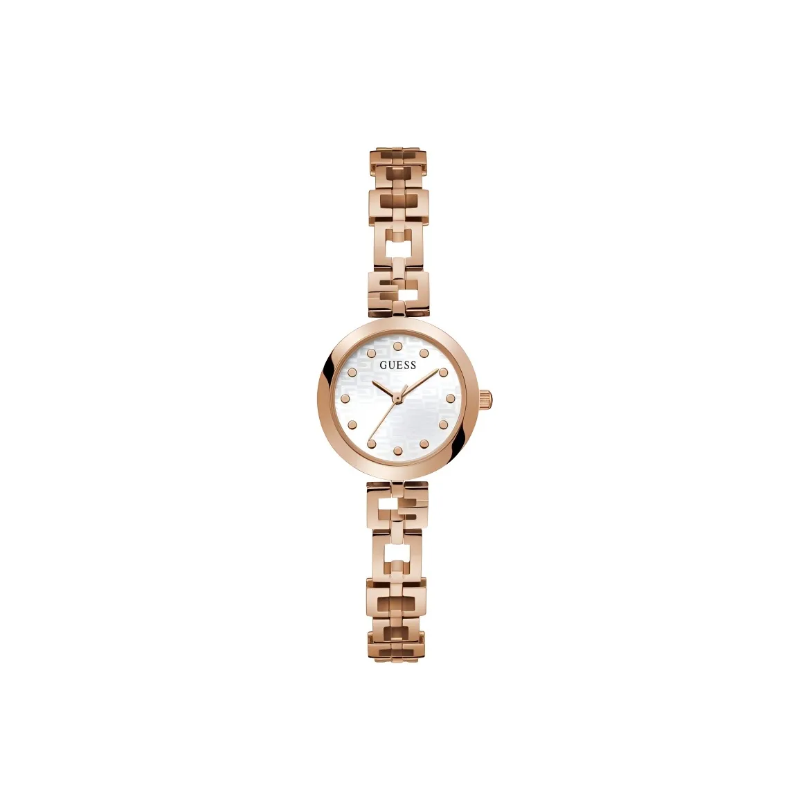 GUESS Women's Watch Кварцевый механизм 18K Розовое золото PVD Ремешок 26 мм Белый циферблат