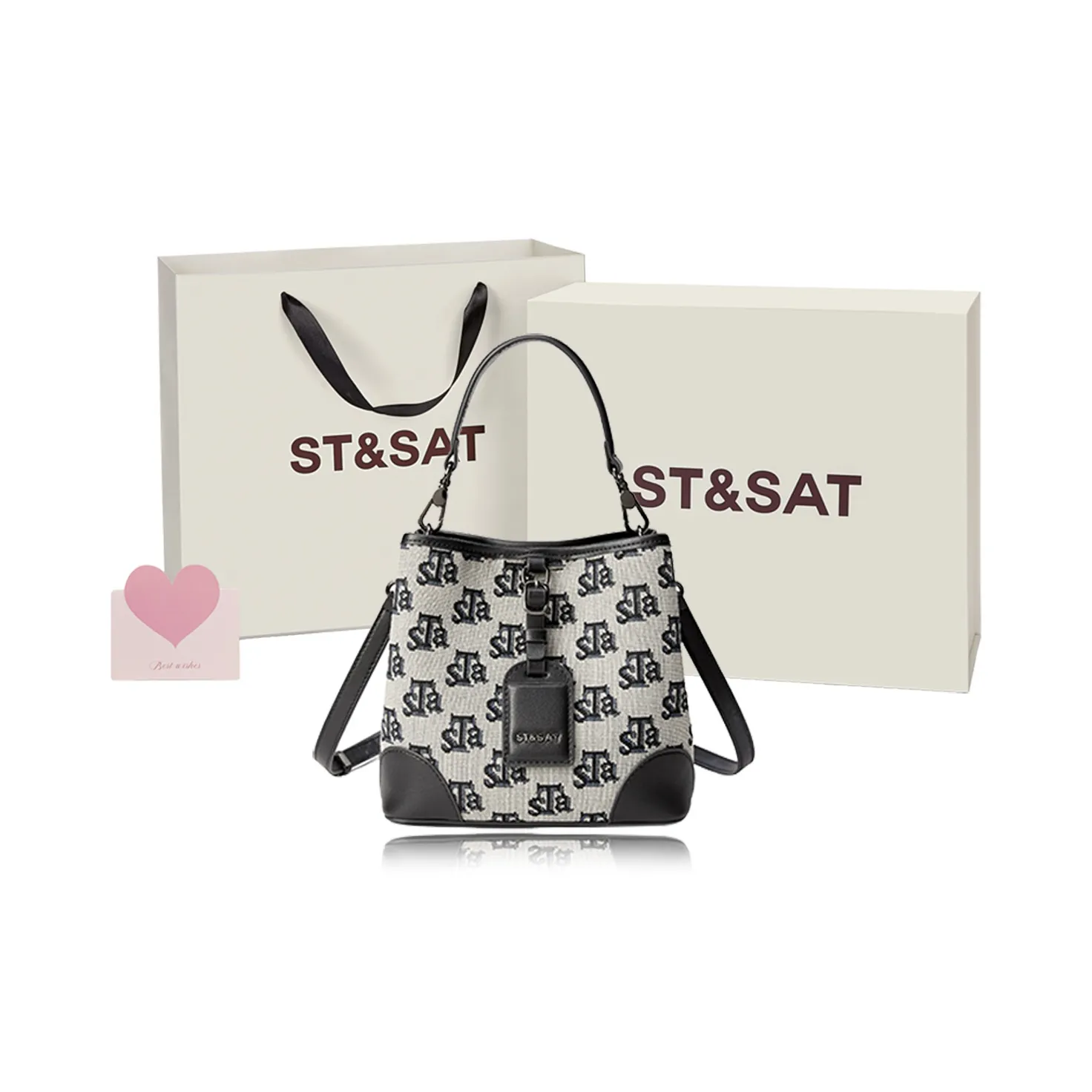 ST SAT Ткань Синтетическая кожа Ручная сумка Сумка через плечо Сумка на плечо Стандартная Женская Черная