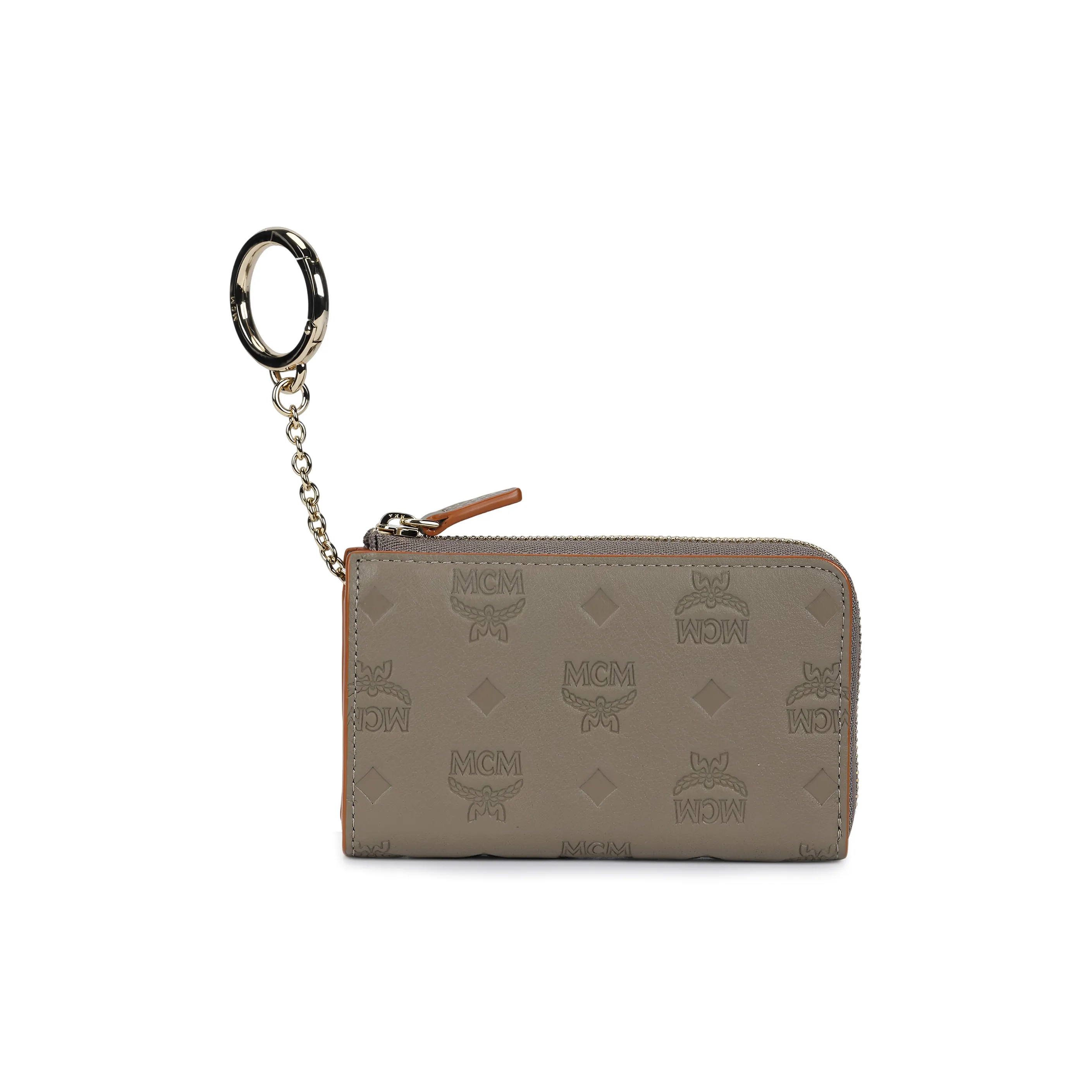 MCM Cow Leather Wallet, Card Holder Women's Taupe