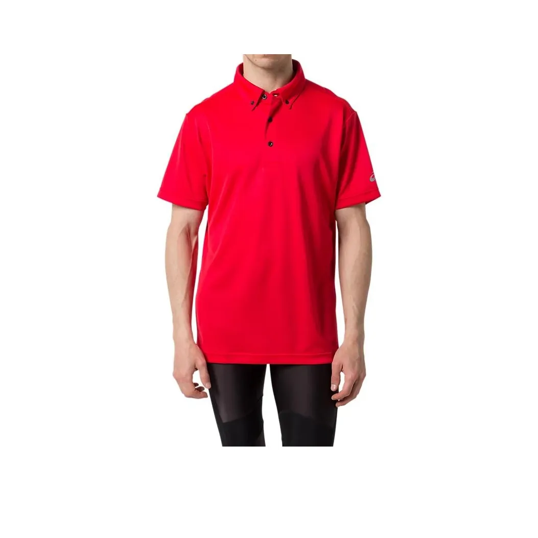 Asics Button down Polo Shirts Men Red
