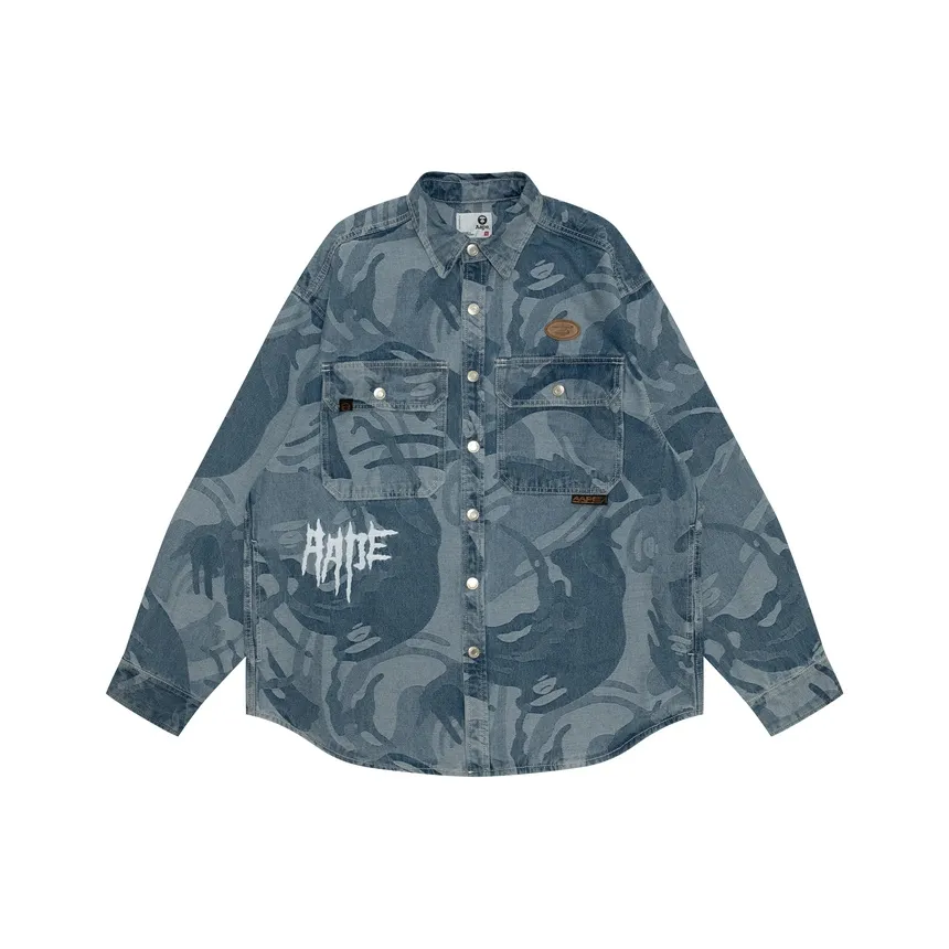 AAPE Синий BLL Мужские Рубашки