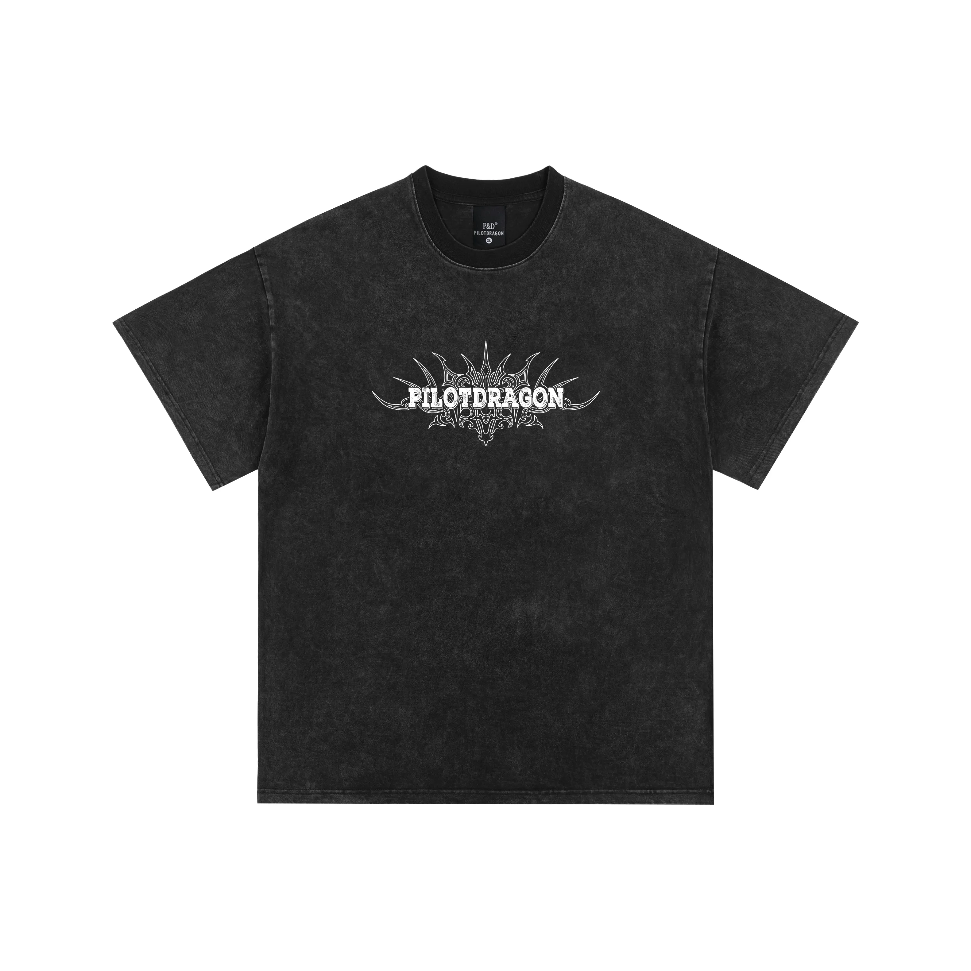 PILOTDRAGON T-Shirt Унисекс Выцветший Черный