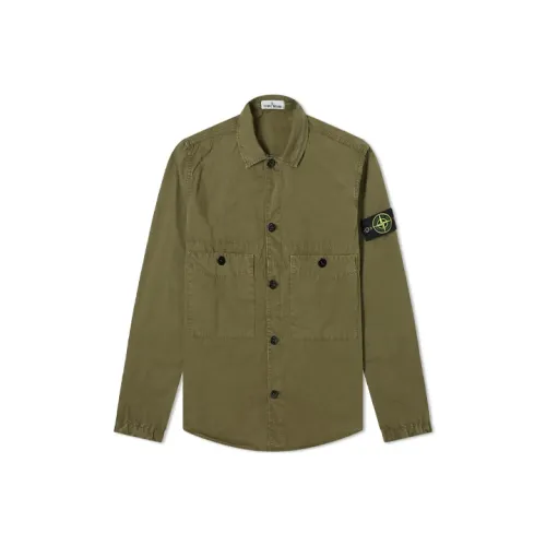 STONE ISLAND Оливково-зеленая Мужская Куртка
