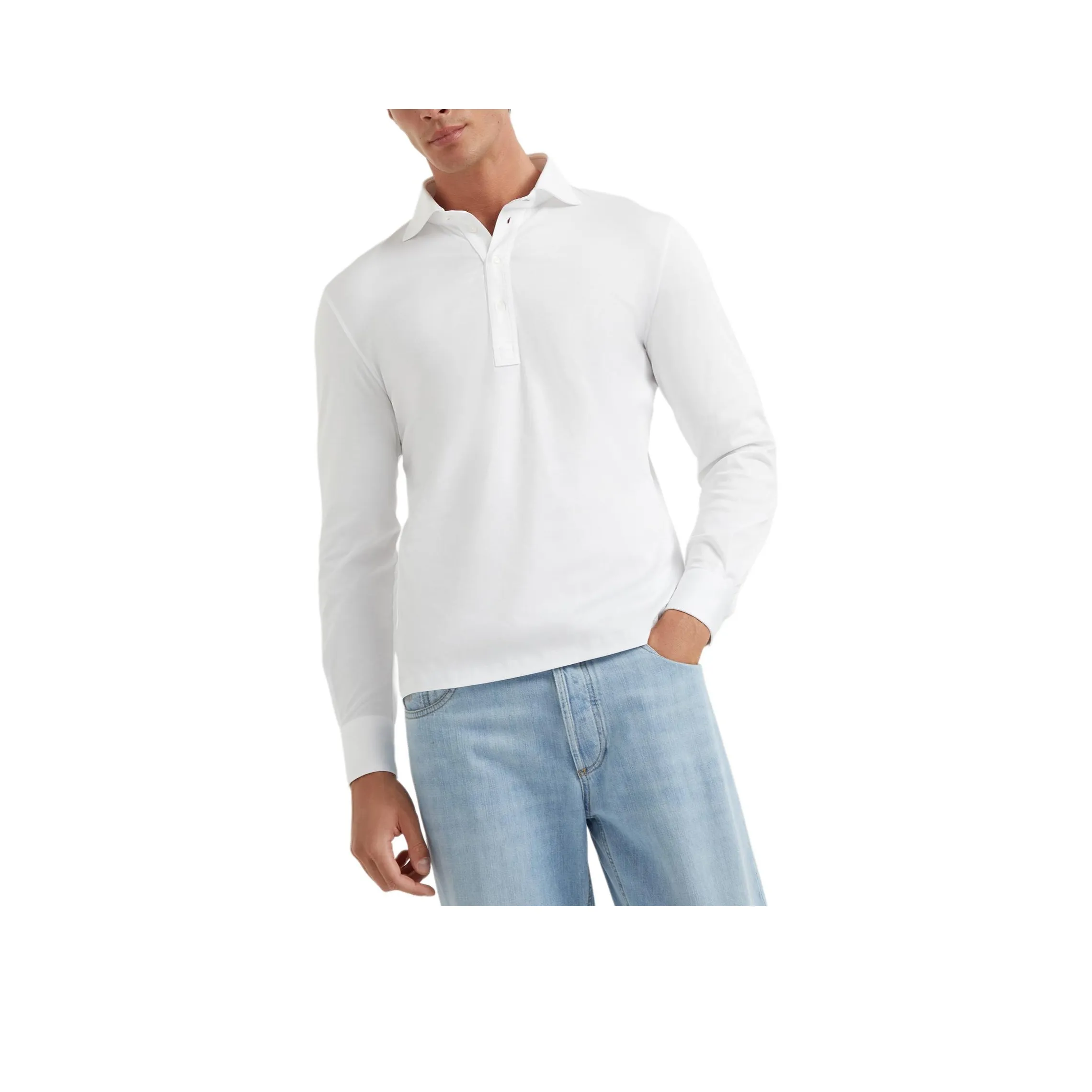 Brunello Cucinelli Long Sleeved Buttoned Polo Shirt