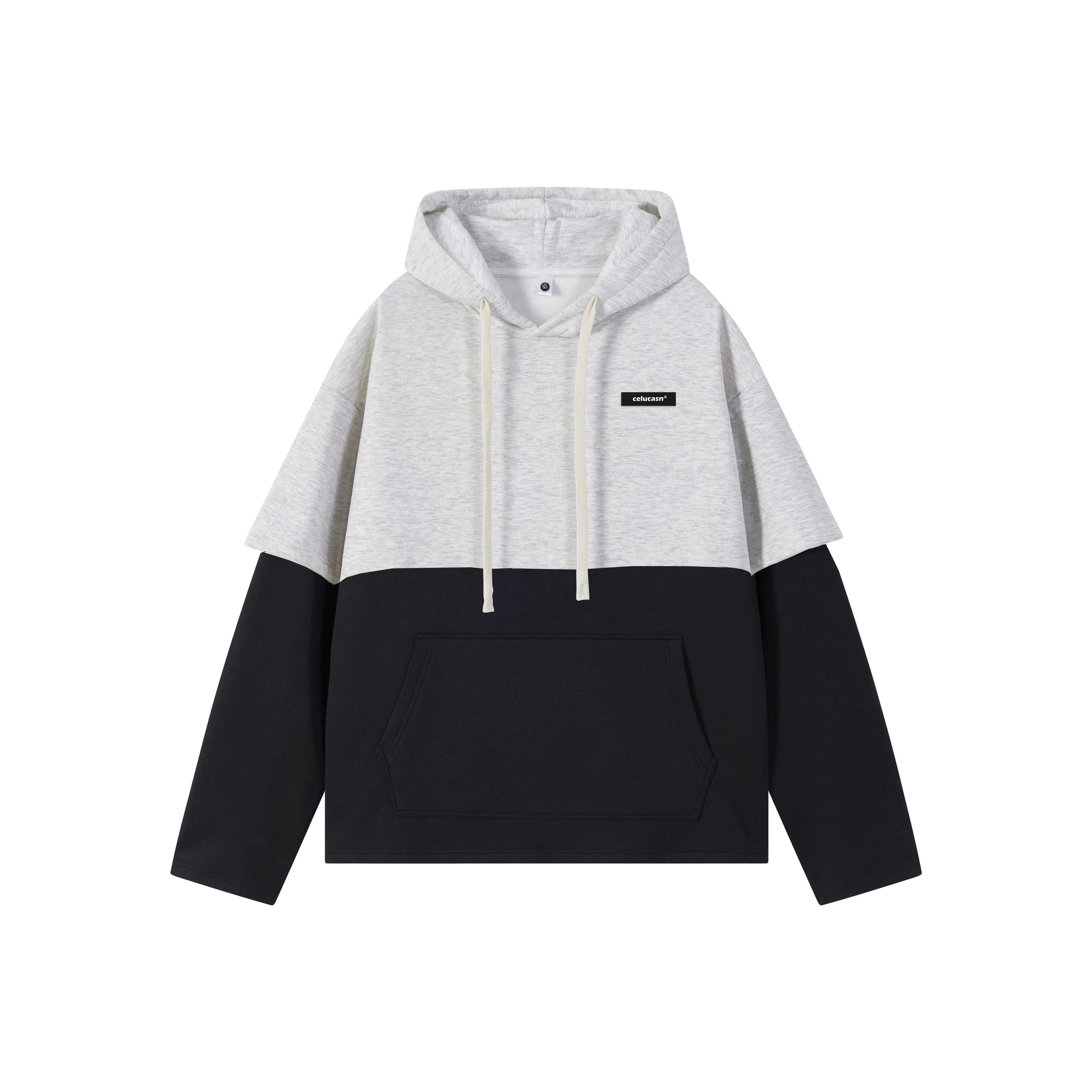 CELUCASN Свитшот Унисекс Двухтонный Пэчворк