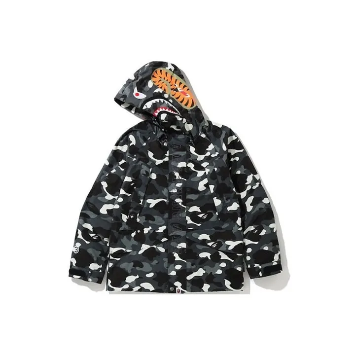 Plumo hooded puffer jacket Blu City Camo Shark Snowboad Jacket