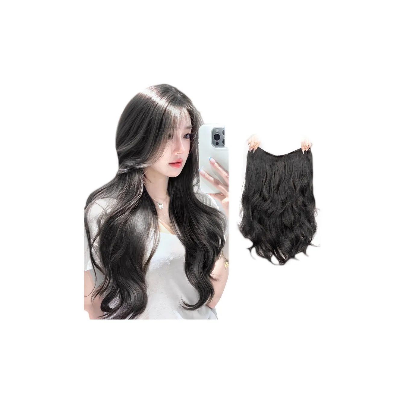 MUNINGFEI Ван-Пис Длинные Волосы Расческа Парик Бесшовный И Натуральный Увеличение Объема И Объем Волос