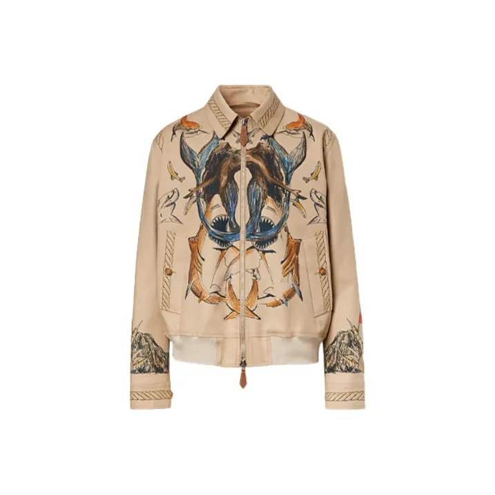 Burberry Marine Sketch Print Harrington Jacket