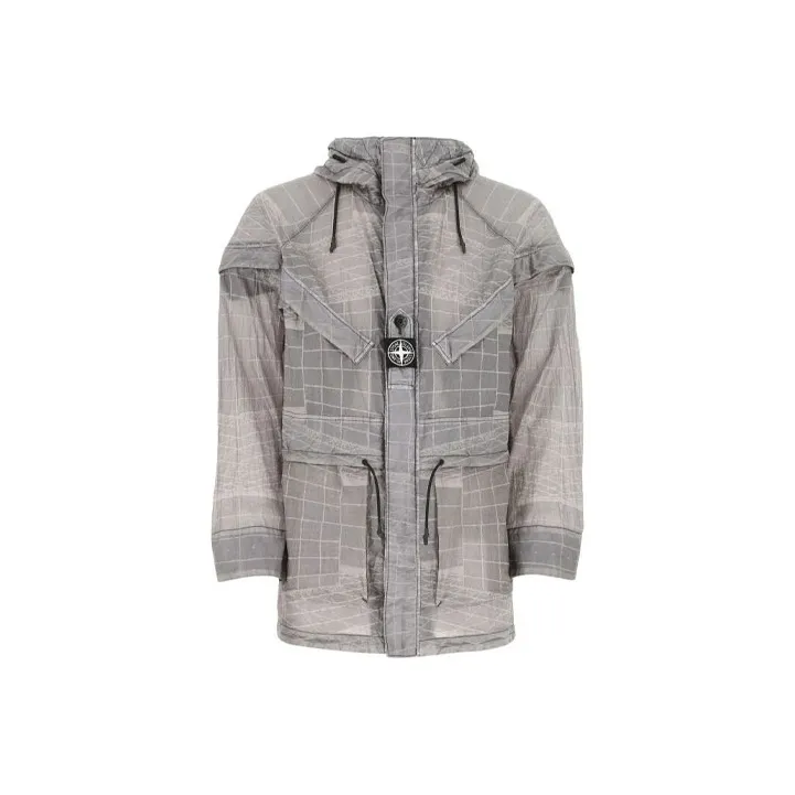 STONE ISLAND Abstract print Hooded Lightweight Jacket