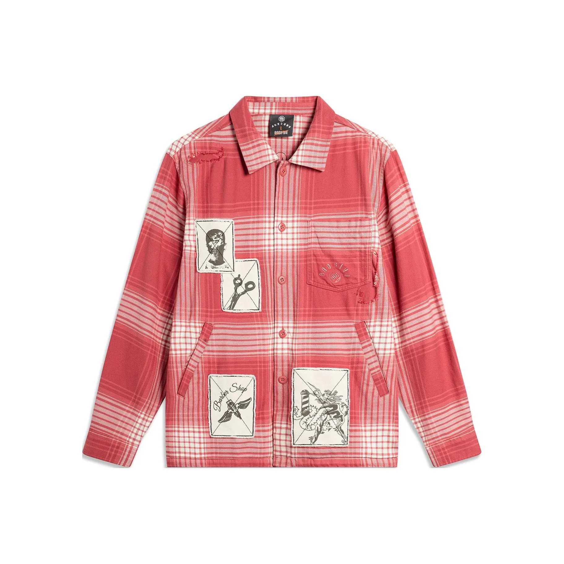 LiNing Basketball Collection Shirt Men's Garnet Red Pale Quartz Red Plaid