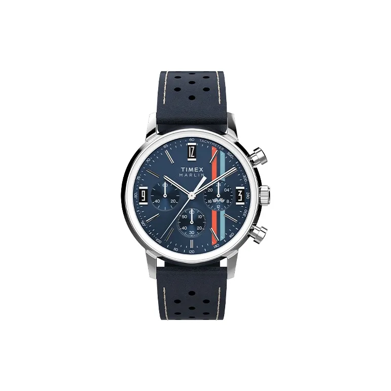 TIMEX Мужские часы Кварцевый механизм Естественная кожа Ремешок Черный циферблат