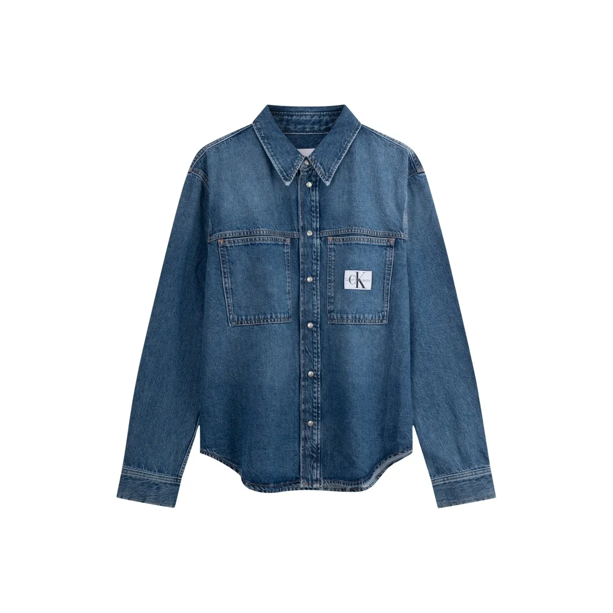 CALVIN KLEIN Рубашка Мужская Джинсовая Синяя