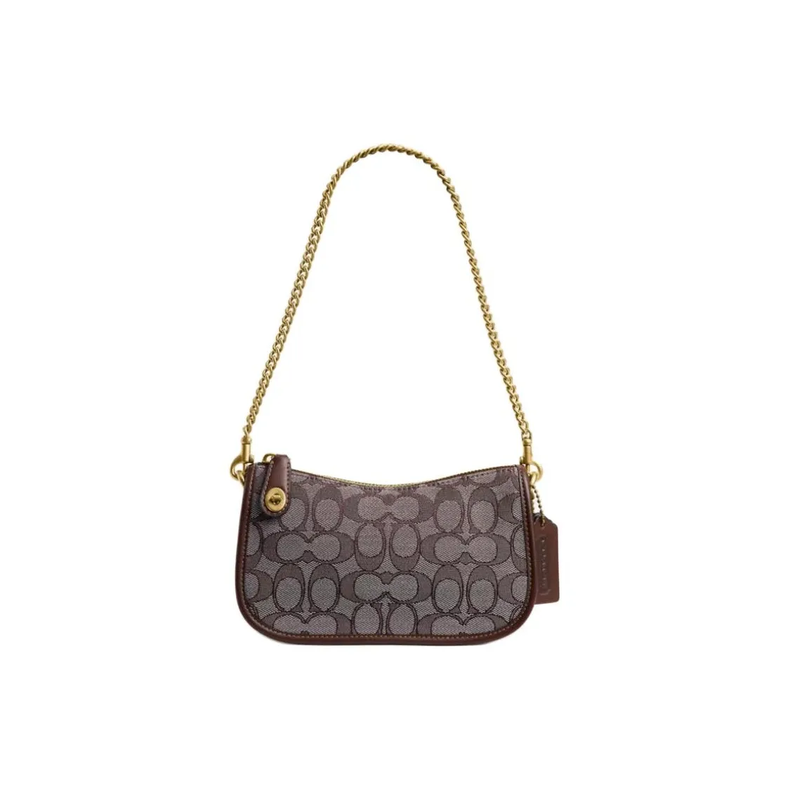 COACH Swinger Переработанный хлопок Портативная сумка через плечо маленькая сумка через плечо для женщин коричневый