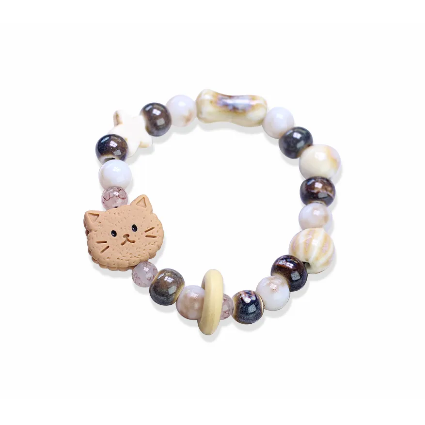 WANLIACC Ткань Biscuit Котенок Браслет с бусинами Женские