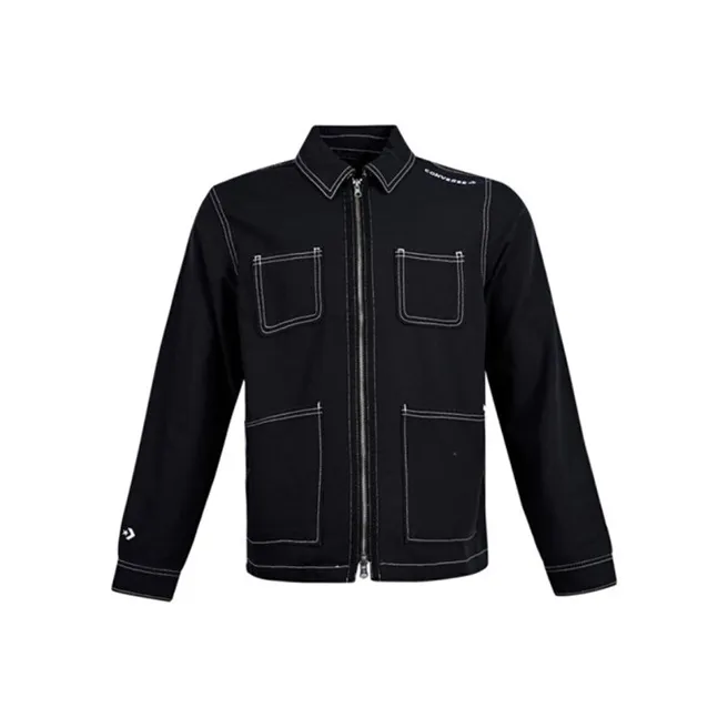 Converse Pocket Woven Long Jackets Men's Black