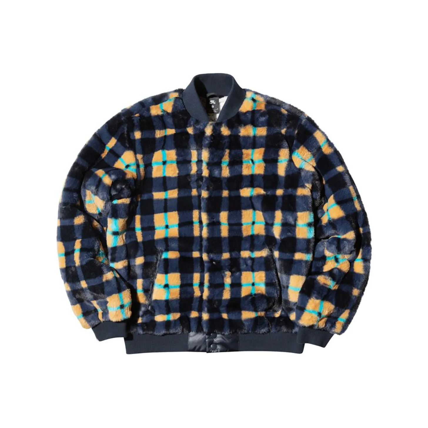 Nike SB Dunk High X Concepts Crossover Skateboard Sports Plush Plaid Jacket Asia Edition Colorblock Yellow