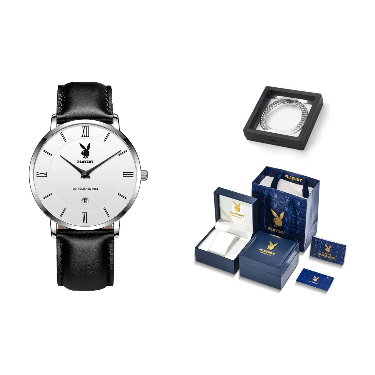 Playboy Minimalist Collection Кварцевый механизм ПУ (полиуретан) Ремешок Часы Мужские Черный циферблат