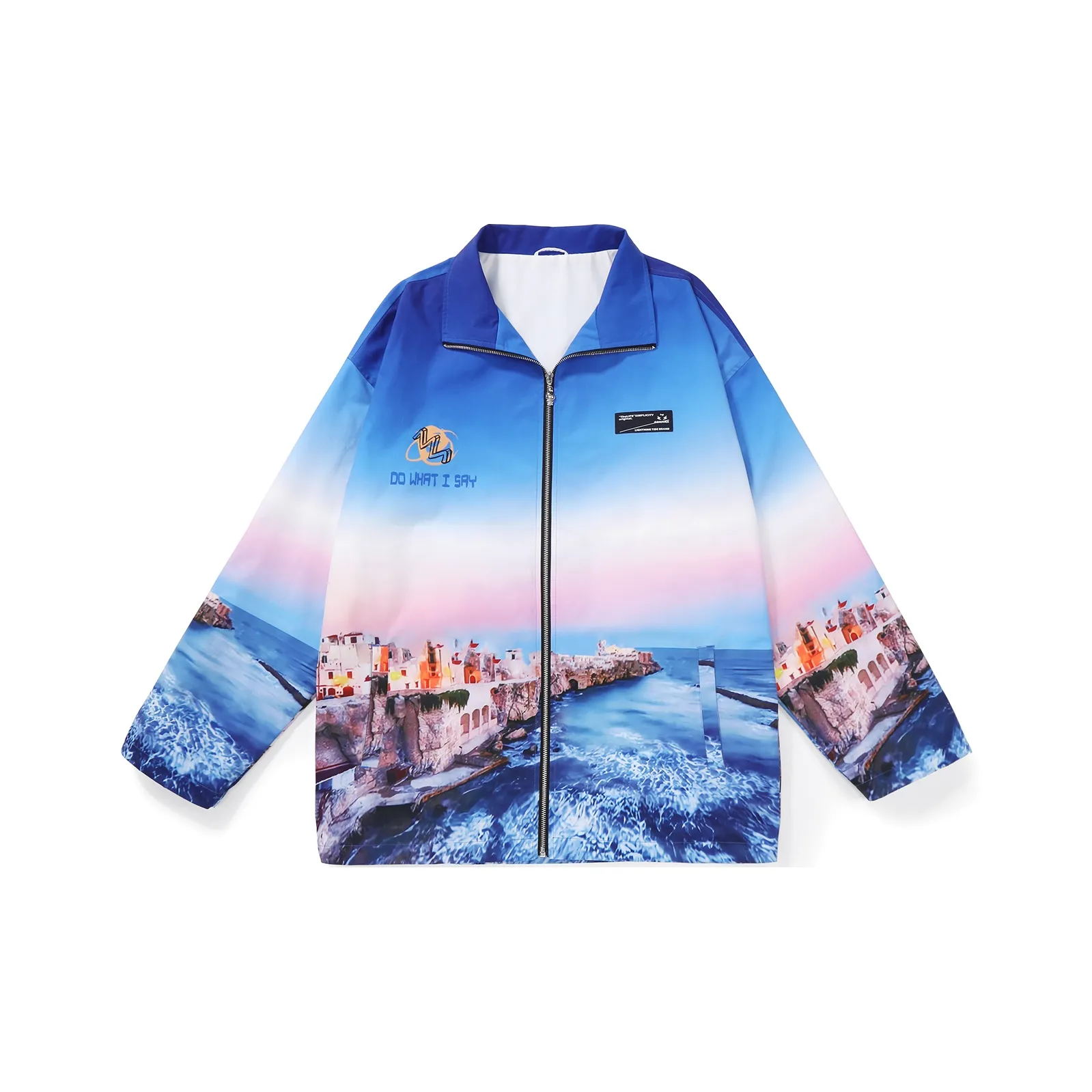 GENANX Loose Fit Jacket Unisex Printed Blue