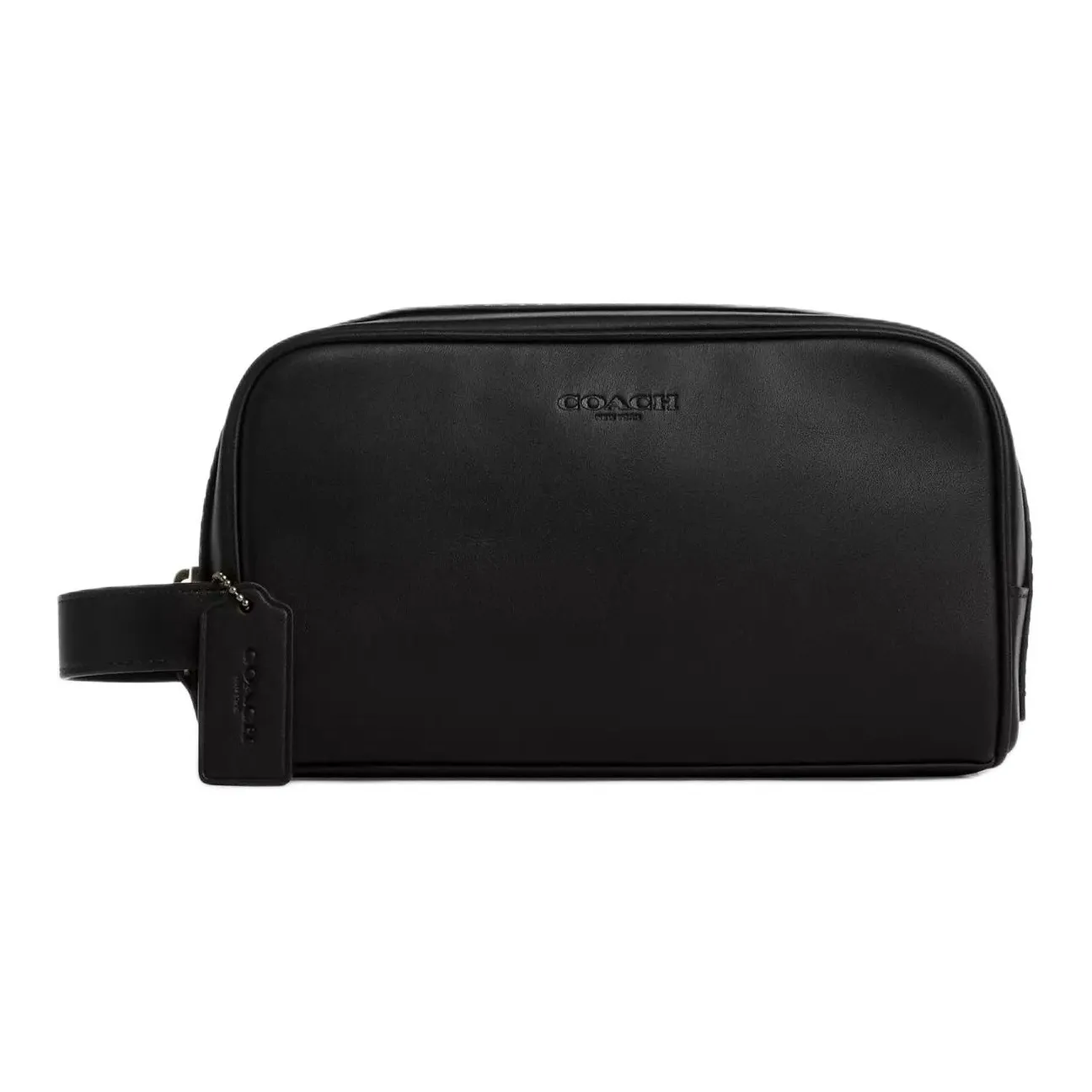 COACH Travel Kit Smooth Calf Leather Makeup Bag Trumpets Unisex Black