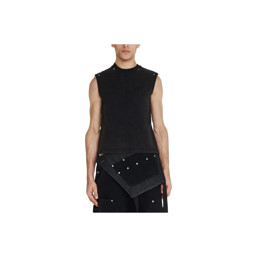 DION LEE SS24 Тисненый MUSCLE TANK Топ Унисекс Промытый черный Промытый черный