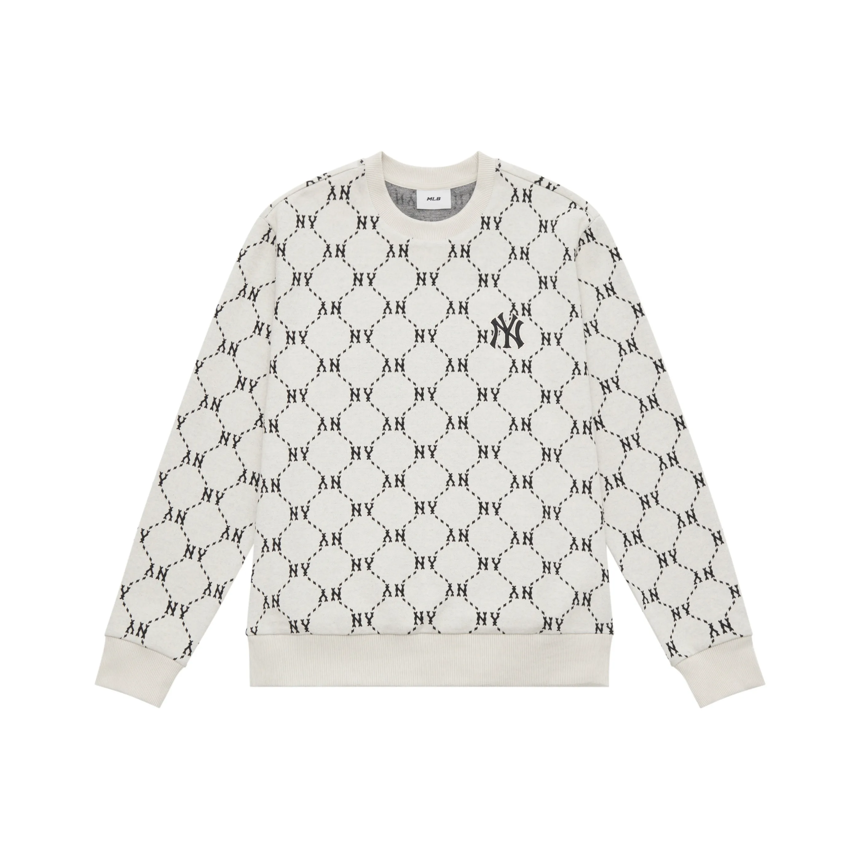 MLB MONOGRAM Коллекция New York Yankees 24FW Круглый вырез Свитшот Унисекс Кремовый