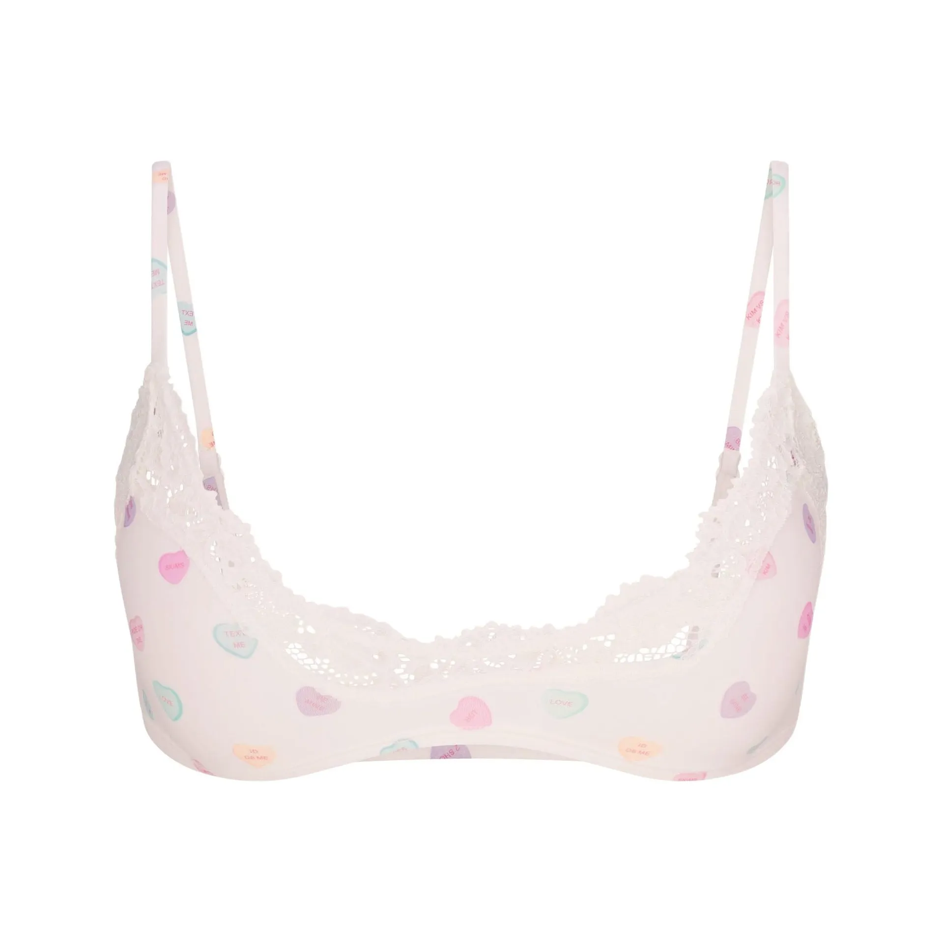 SKIMS 1 шт Мраморный Конфетный цвет Сердце Принт/Мраморный Конфетный цвет Сердце Принт Женские Бюстгальтеры