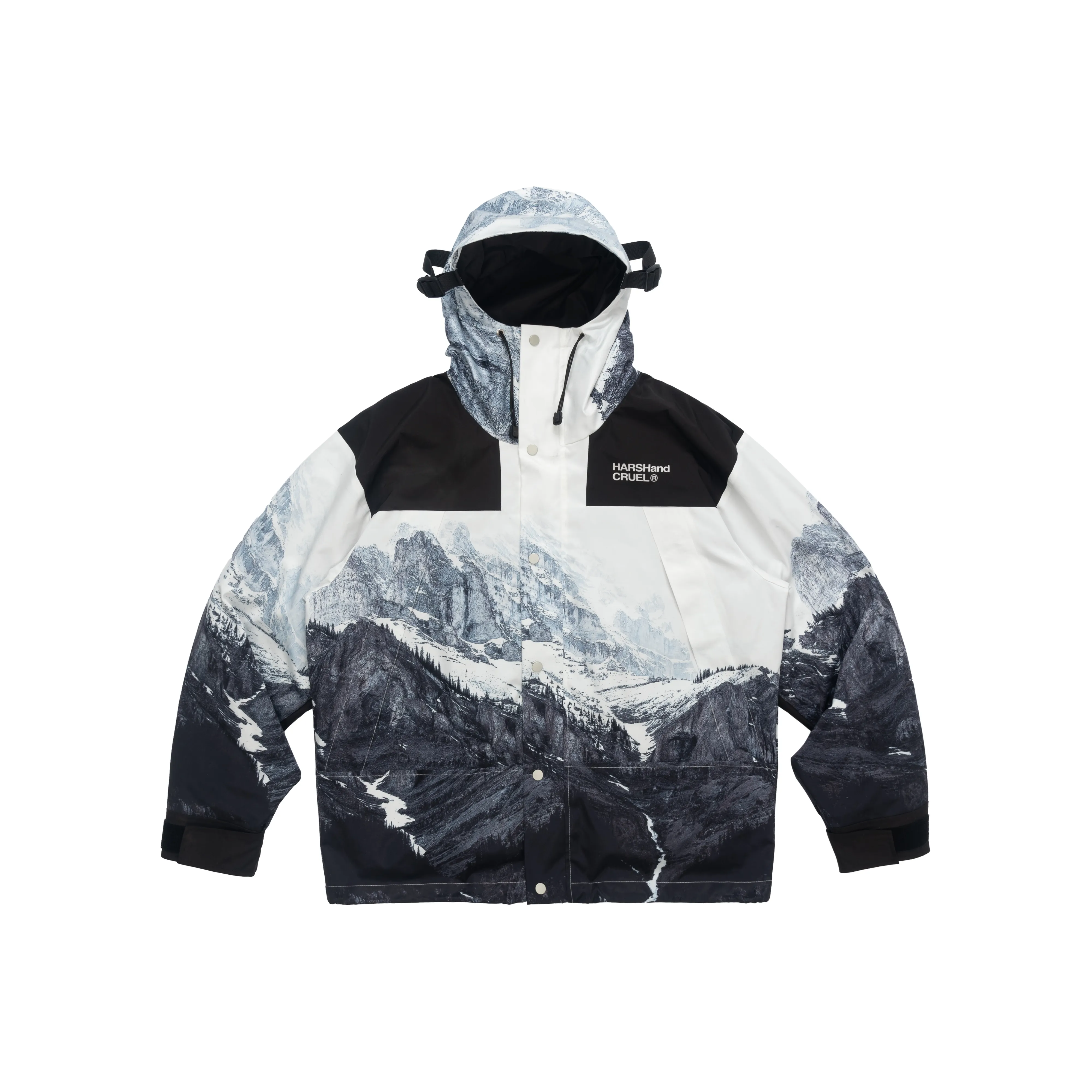HARSH AND CRUEL Jackets Unisex Snow Mountains Print
