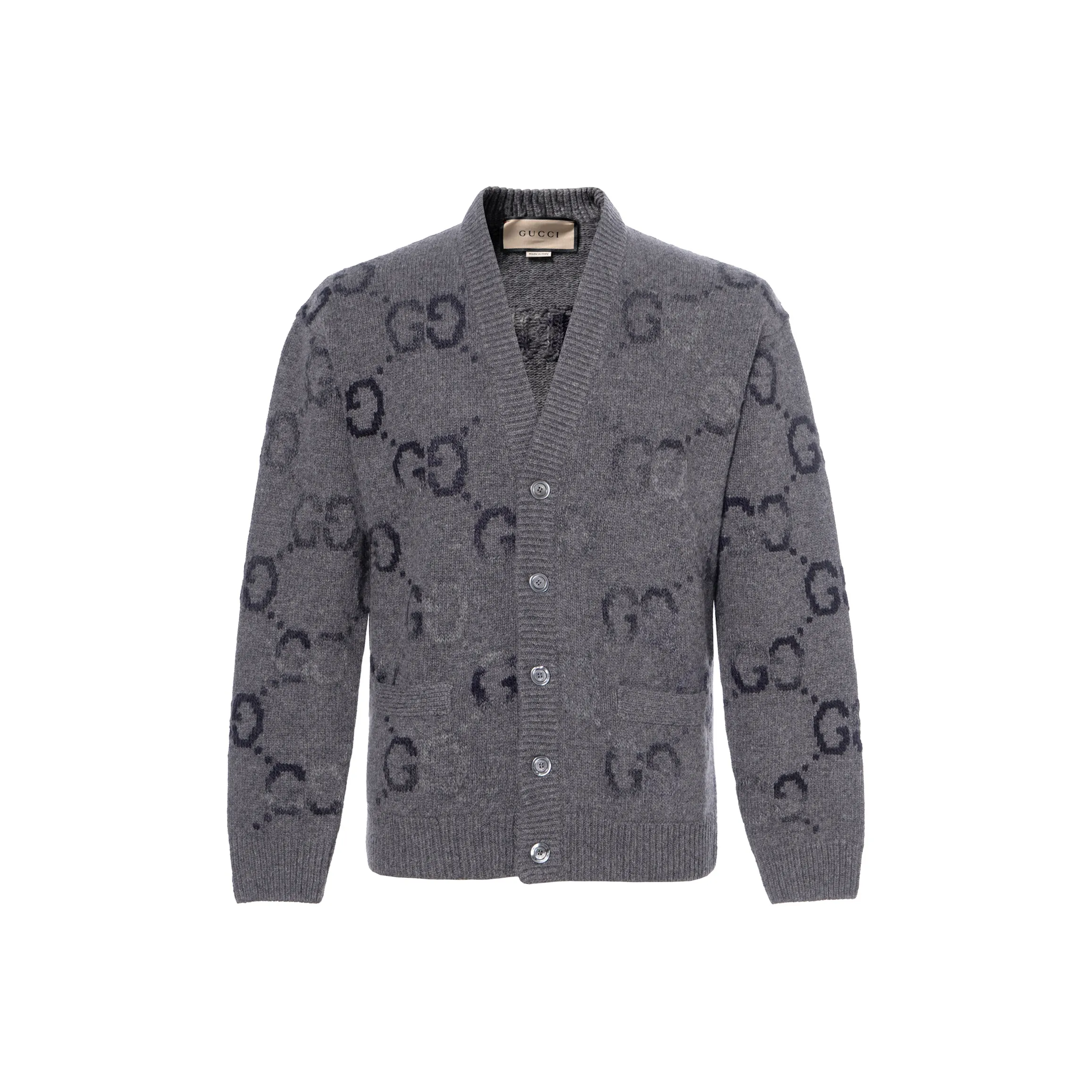 GUCCI Wool Cardigan With Gg Intarsia