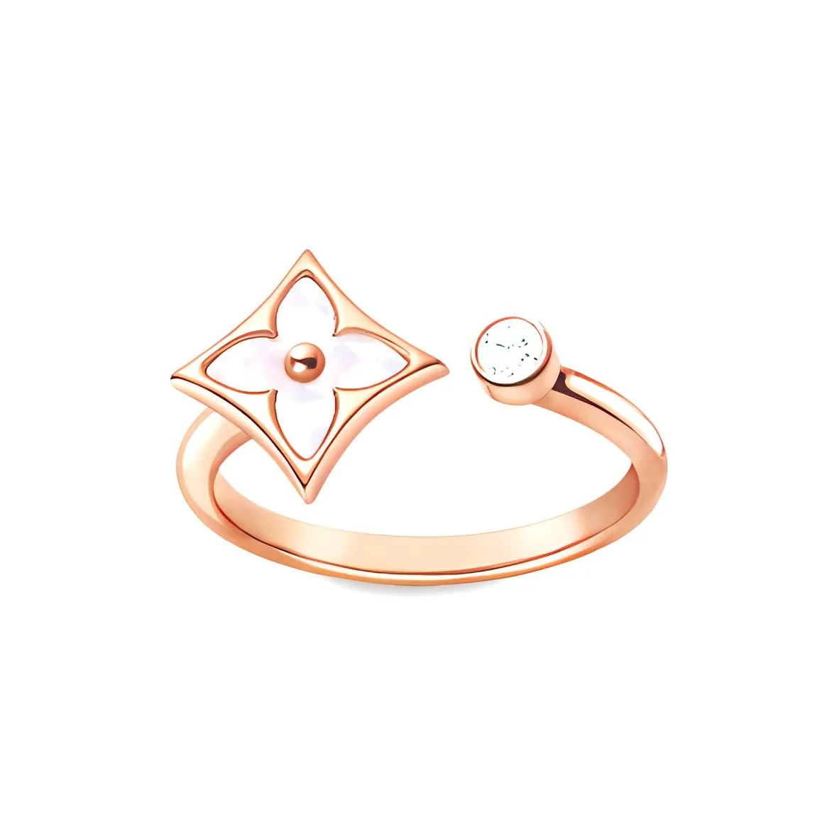LOUIS VUITTON Color Blossom Mini Star Ring Pink Gold White Mother-of-Pearl And Diamond
