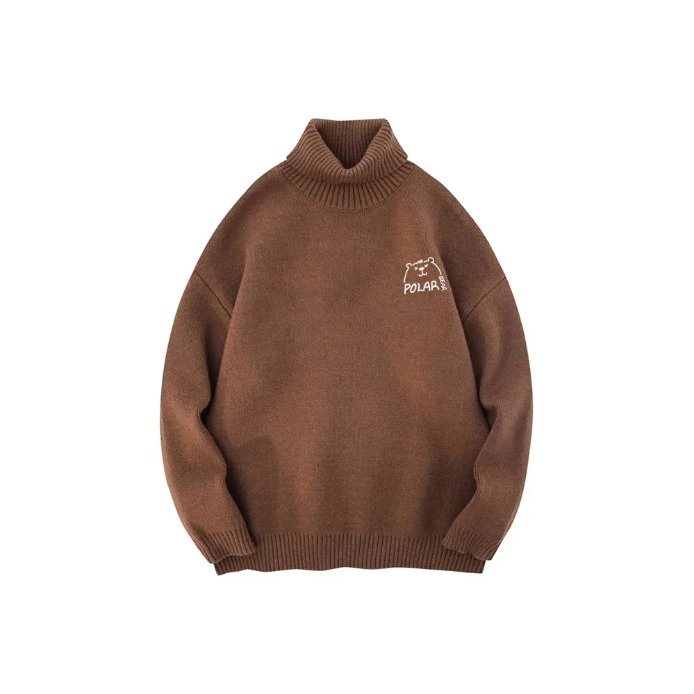 POLAR BEAR Зимний Свободный крой Водолазка Трикотаж Утолщенный Термический Унисекс
