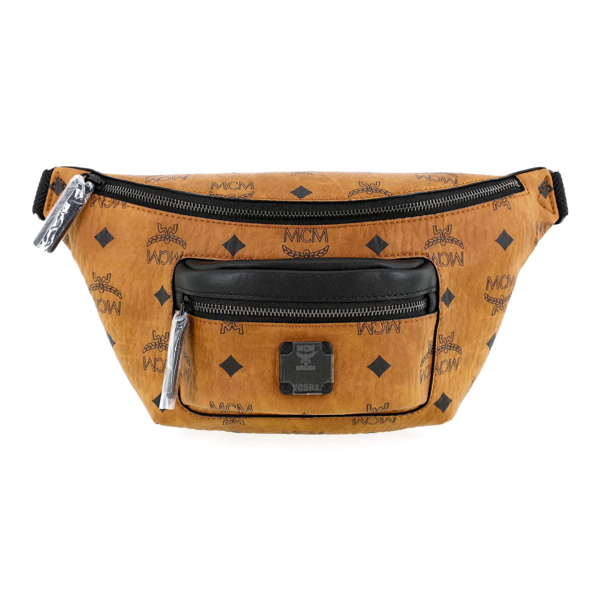 MCM Fursten Visetos Artificial Leather Sling Bag, Fanny Pack Mini Men's Brown Cognac