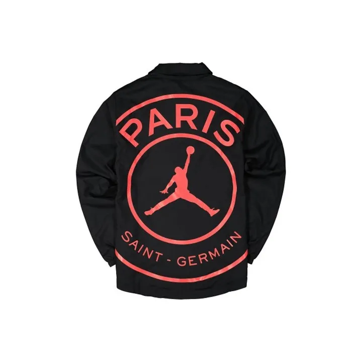 Jordan×PSG LOGO Coach Jacket Jordan×Paris Saint Germain Jackets Men's Black