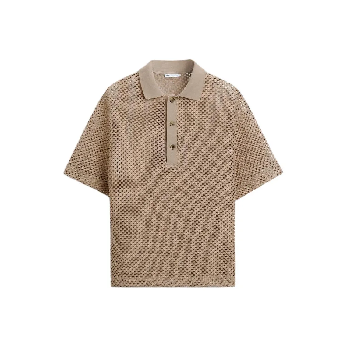 ZARA Polo Shirt Men's Light Brown