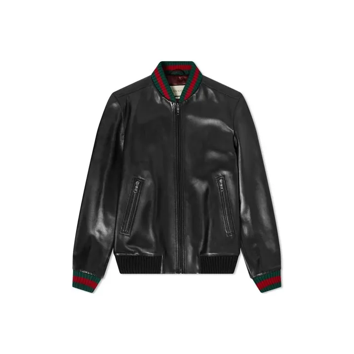 GUCCI Web detail Leather Jacket