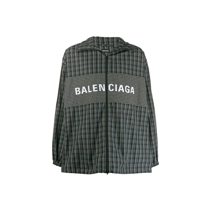 Balenciaga Checkered Nylon Track Suit Jacket 'Black'