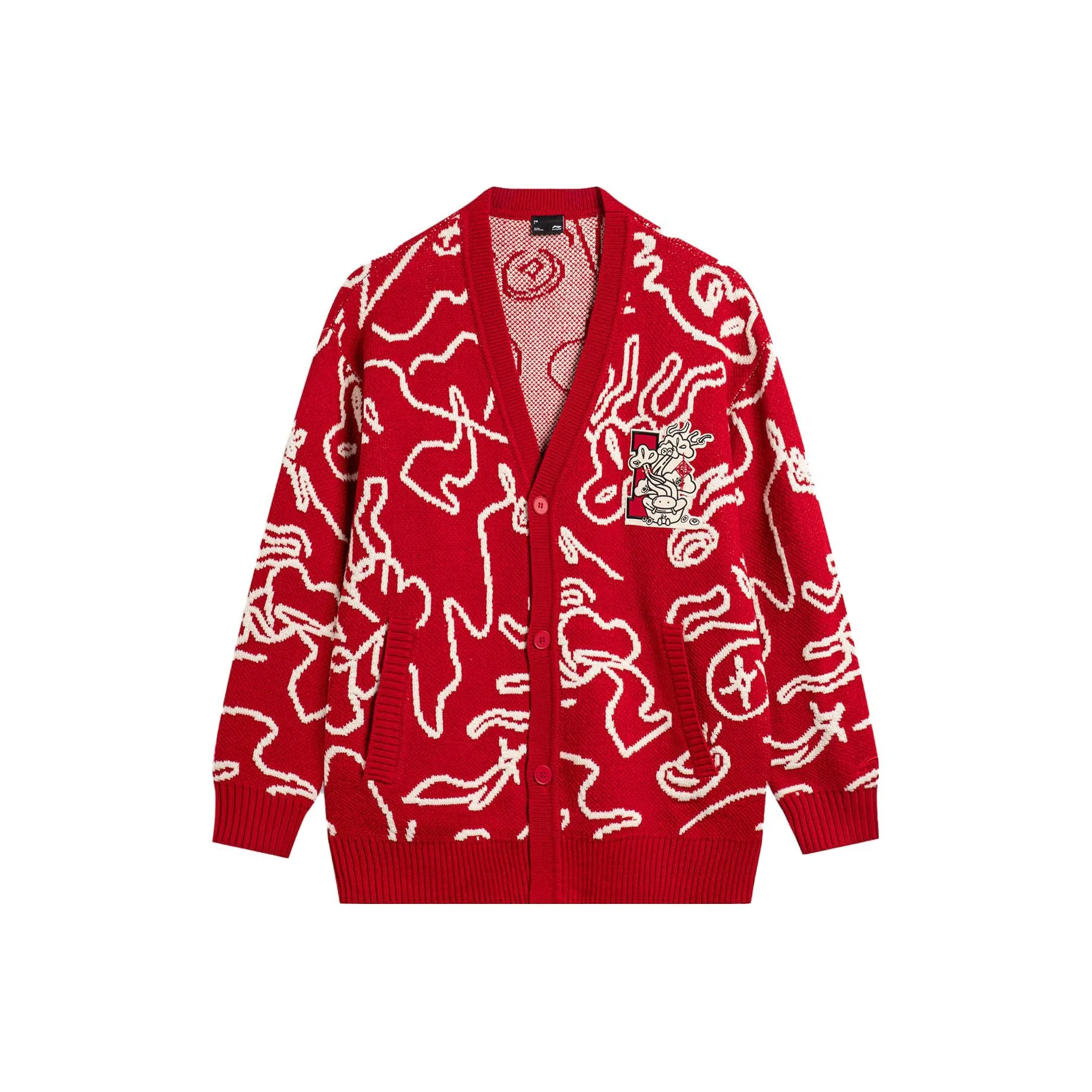 LiNing CNY Wanshi Green Pine Series Knitwear Unisex Agate Red Full