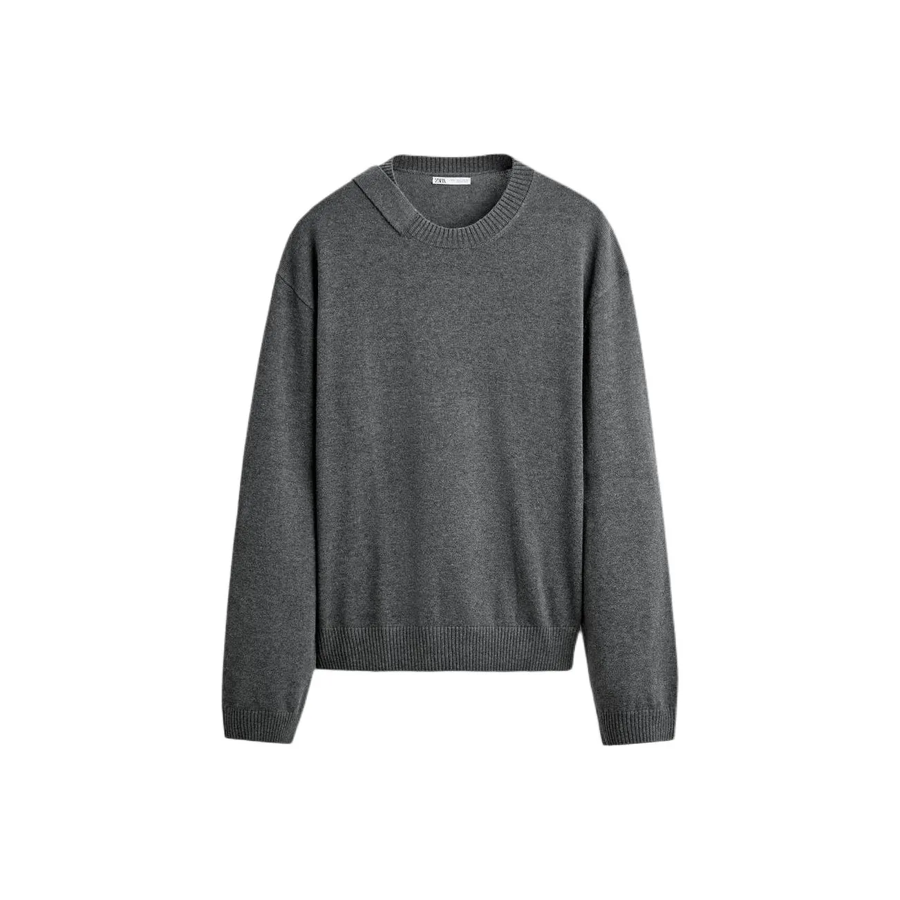 ZARA Свитер Мужской Зебра С принтом Серый