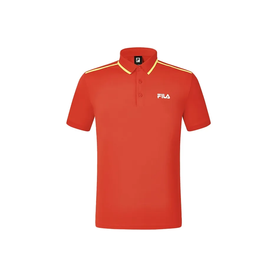 FILA Polo Shirt Men's National Flag Red Logo Standard Color