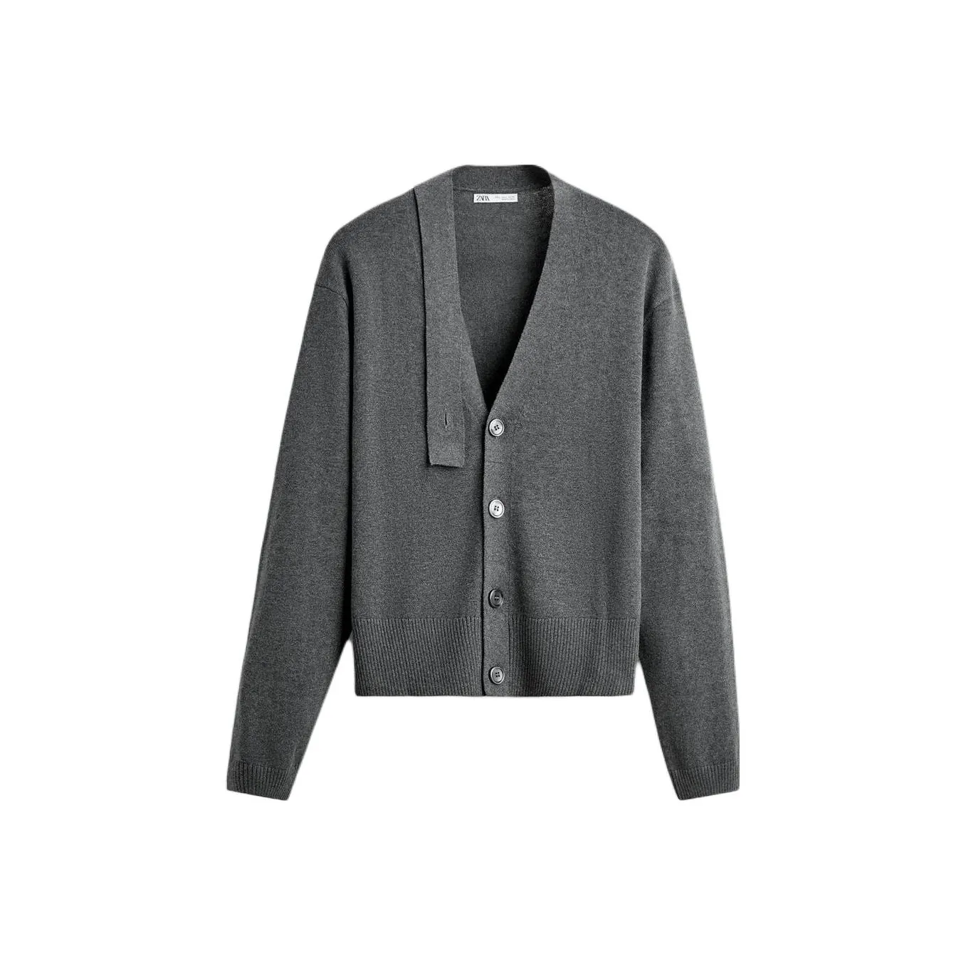 ZARA Свитер Мужской Зебра С принтом Серый