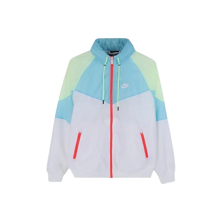 nike lodges Retro Sports Stand Collar Jackets Men's Blue White
