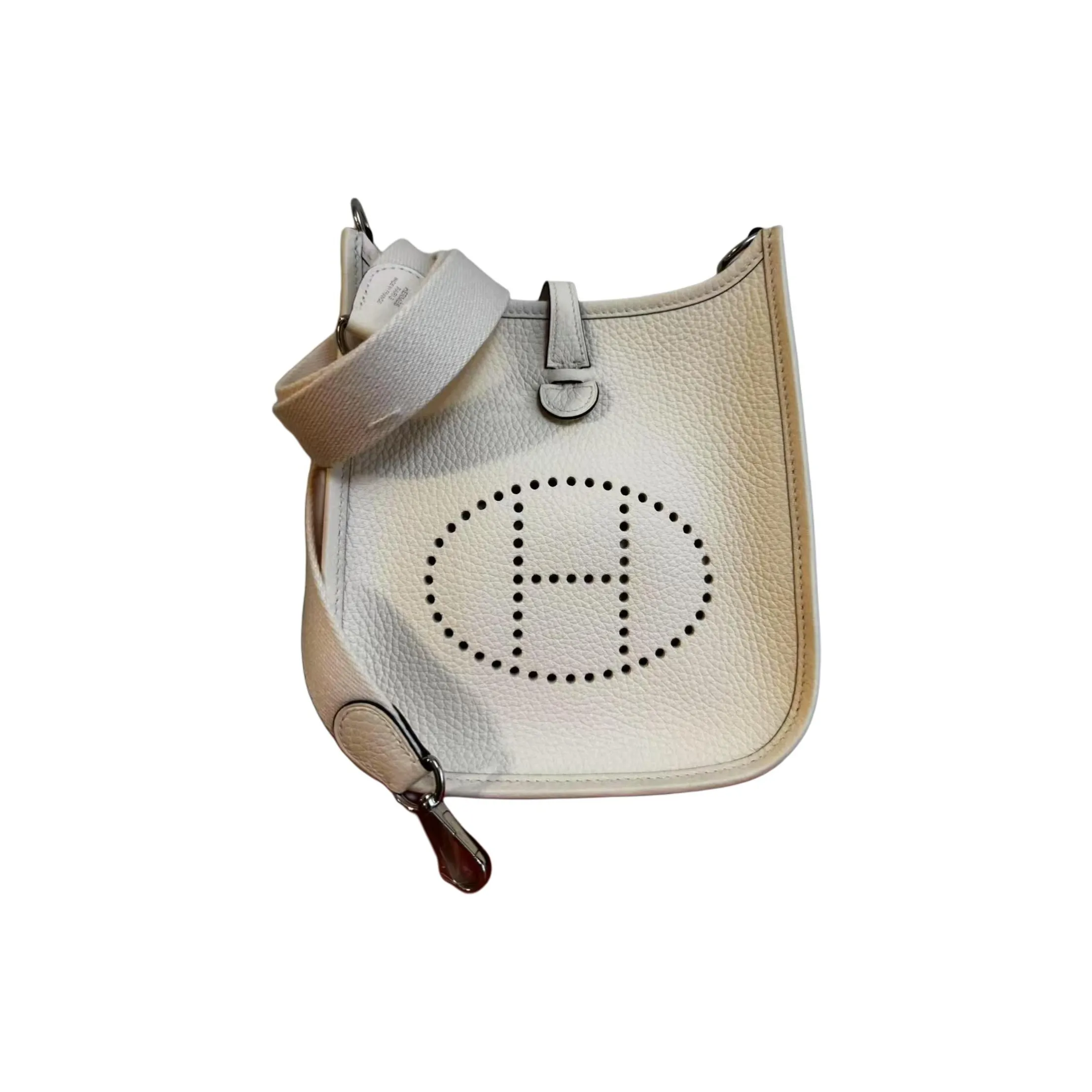HERMES Evelyne Cow Leather Crossbody Bag, Shoulder Bag Mini Women's Cream White