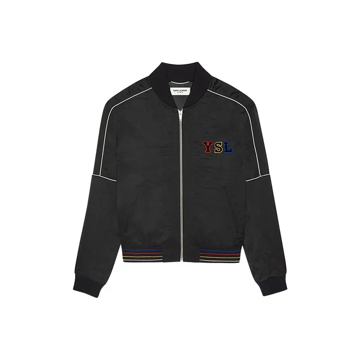 SAINT LAURENT Embroidered Logo Zipped Bomber Jacket