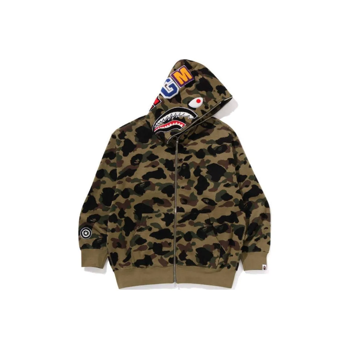 Bape 1st Camo Jacquard Shark Relaxed Fit Full Zip Hoodie