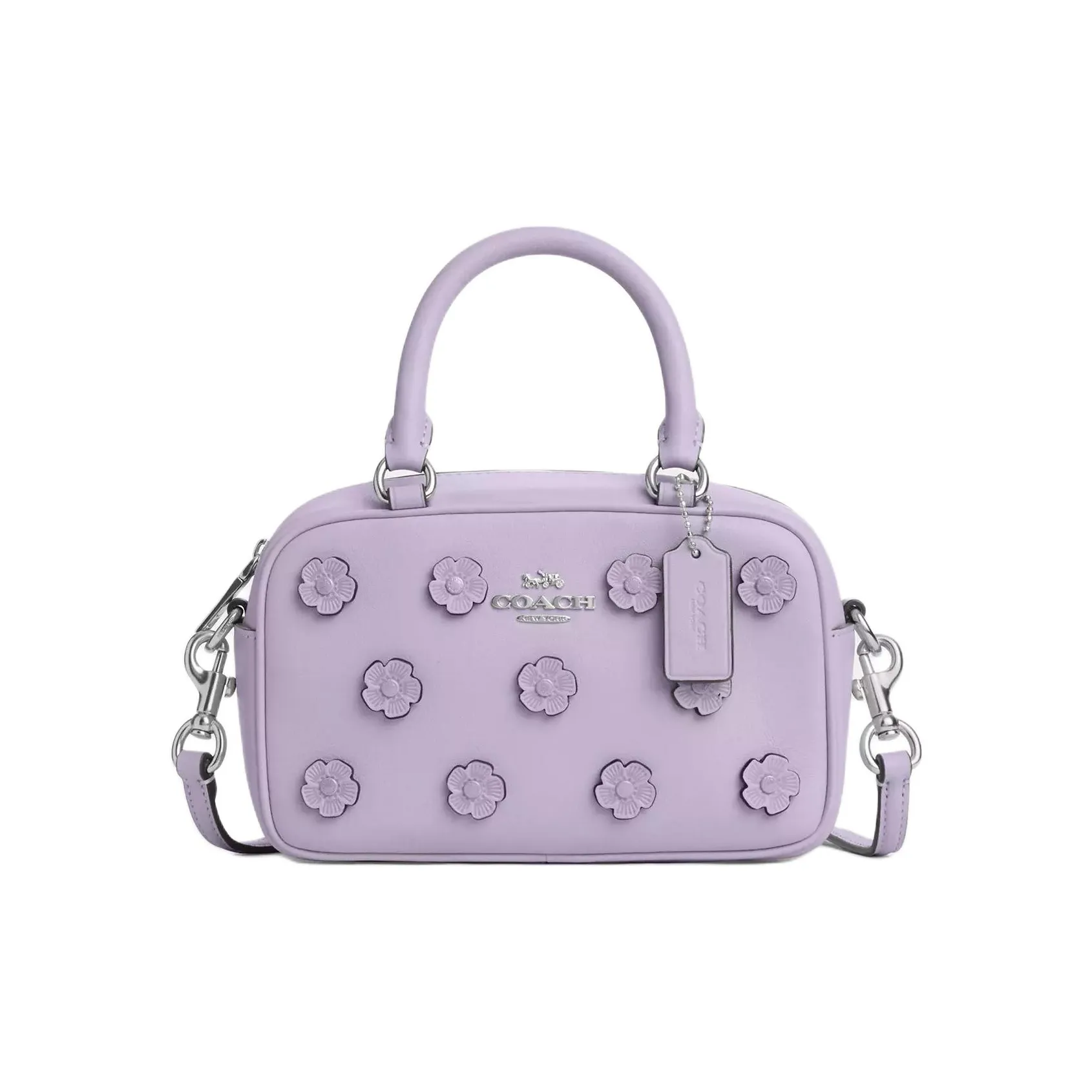 COACH SATCHEL Гладкая кожа Одно плечо Сумка Мини Женская Фиолетовая