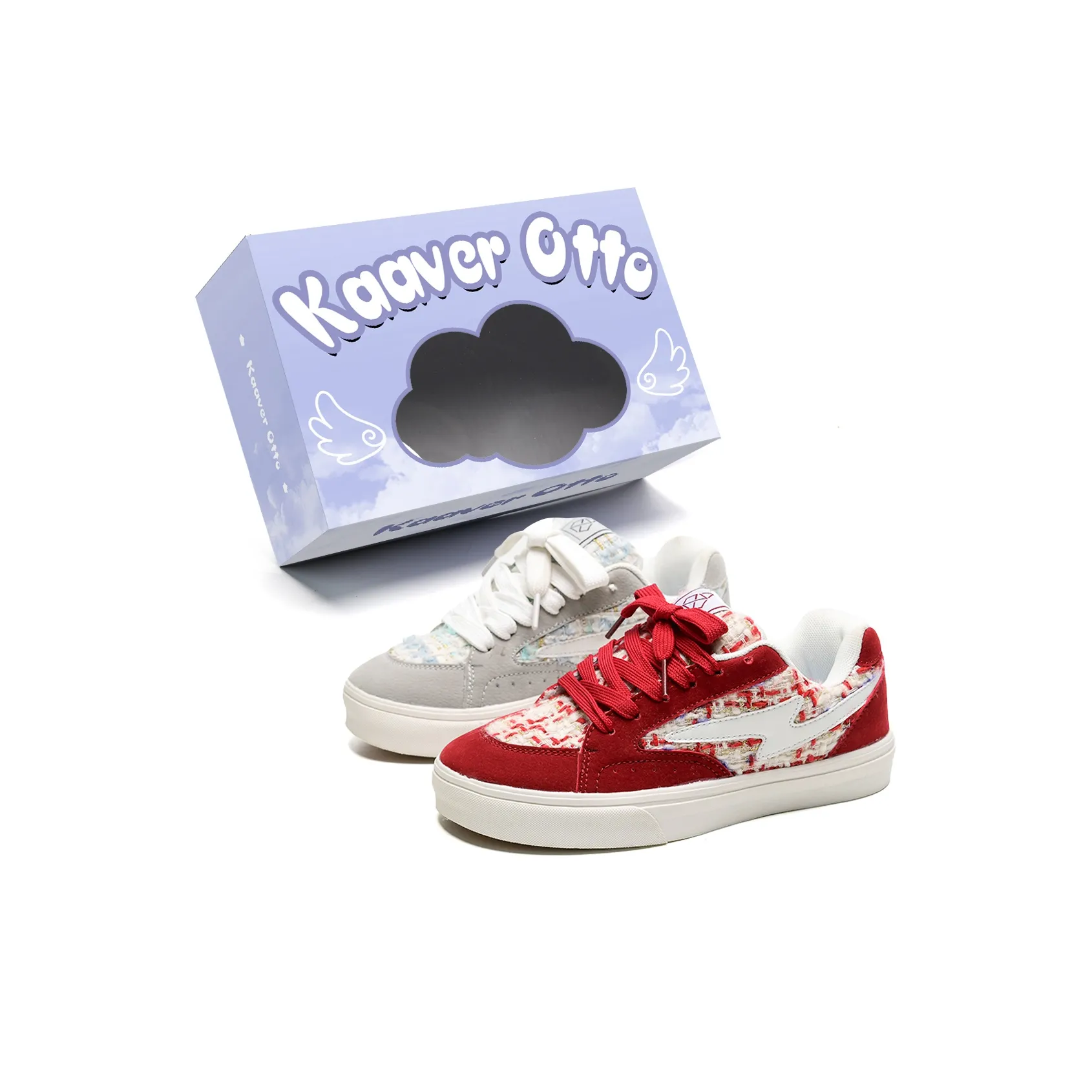 KAAVER OTTO Противоскользящие Устойчивые к износу Легкие Низкие Кроссовки для скейтбординга Унисекс Вдохновленные CHANEL Красные