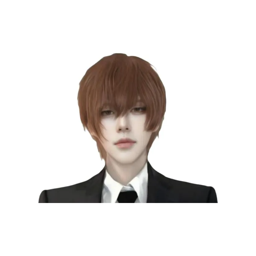 SHUYUAN Светло-коричневый для мужчин и женщин парики с высокой температурой пряжа короткий прямые волосы