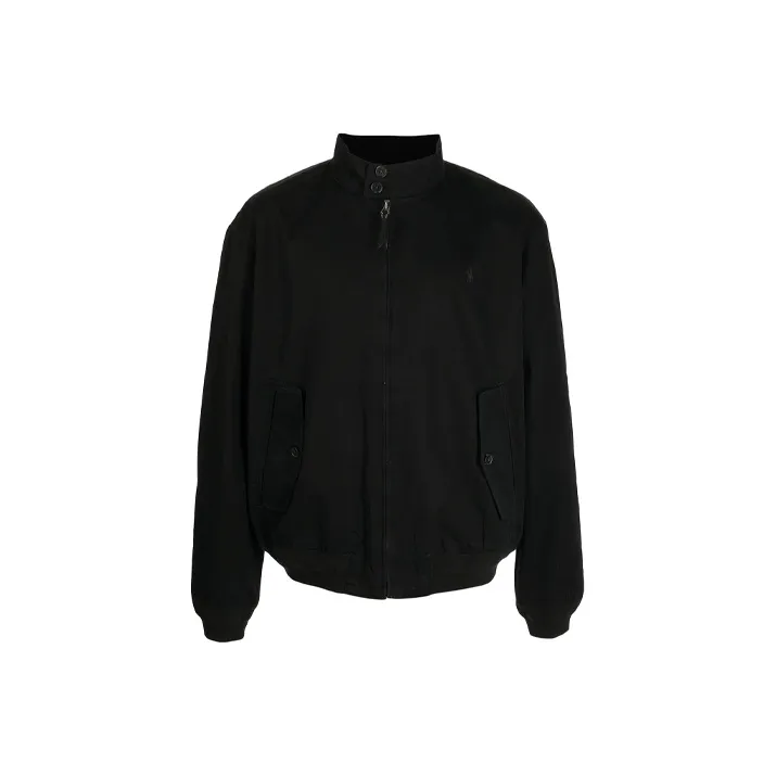 Polo Ralph Lauren FW21 Men's Logo Embroidered Stand Collar Jacket Black