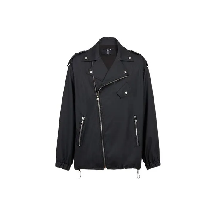 BALMAIN Quilted Faux Leather Biker Jacket