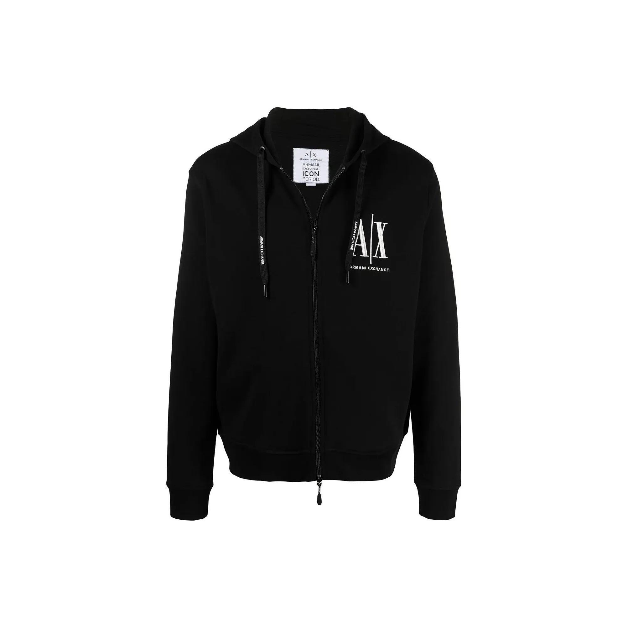 ARMANI EXCHANGE Logo Embroidered Zipped Drawstring Hoodie
