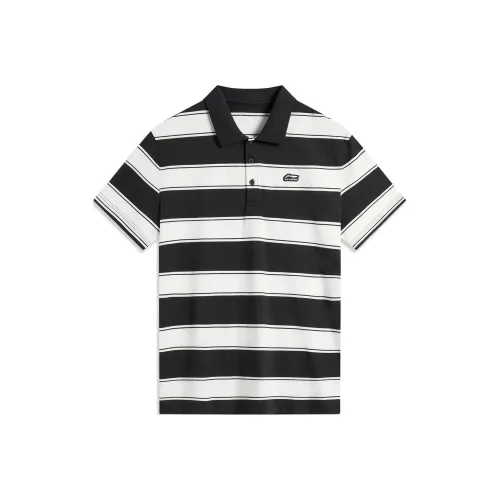 LINING Sports Life Collection Черный Сливочный Полосы Мужское Поло